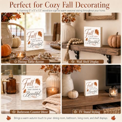 Fall is Proof That Change is Beautiful Sign | Orange Typography Wall Art - color: FALL29
