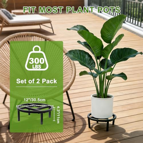 12" Metal Plant Stand Black-2PCS - size: 11.8"-2PCS