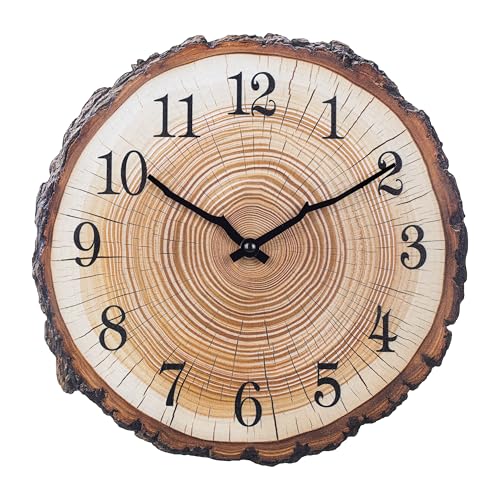 Rustic Wooden Wall Clock 12 Inch Battery Operated Wall Clocks