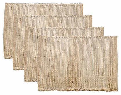 Chardin Home Eco-Friendly Natural Jute/Hemp Placemats 13''x''19, Set of 4 Natural/Beige Table Mats | Perfect for Holidays, Thanksgiving, Christmas, or Everyday Meals - size: 13x19 Inch.
