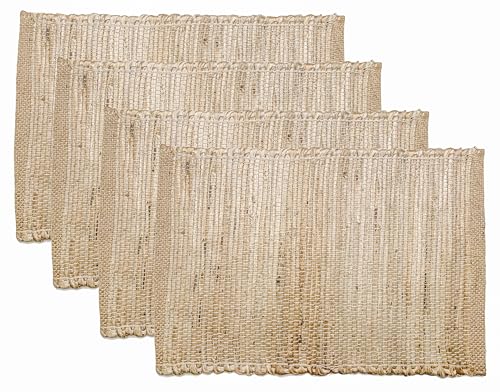 Chardin Home Eco-Friendly Natural Jute/Hemp Placemats 13''x''19, Set of 4 Natural/Beige Table Mats | Perfect for Holidays, Thanksgiving, Christmas, or Everyday Meals - size: 13x19 Inch.