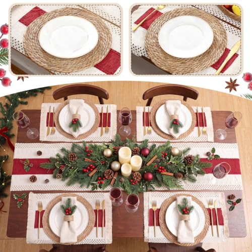 Boho Table Runner and Placemats Set, 6 Sets, Red B, 12x72 - color: Red B, size: 12x72"