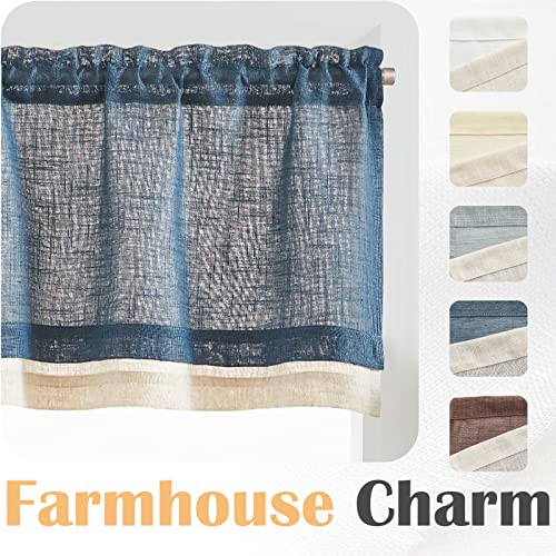 jinchan Kitchen Valance Curtain Double Layers, 50x16, 1 Panel, Blue Gray - color: Double Layer | Blue Gray, size: 50"W x 16"L (Pack of 1)