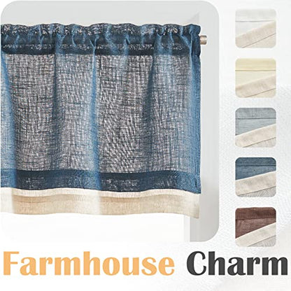 jinchan Kitchen Valance Curtain Double Layers, 50x16, 1 Panel, Blue Gray - color: Double Layer | Blue Gray, size: 50"W x 16"L (Pack of 1)