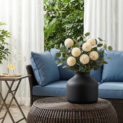 Goaste Metal Matte Flower Vase, Black Vases for Flowers, 6.5 Inch Tall Iron Frosted Flower Arranging Vase for Table Centerpiece, Home, Shelf, Office, Garden Decor, Black