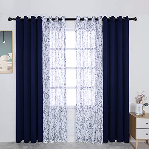 BONZER 침실 거실용 패널 4개 세트 믹스 앤 매치 커튼 - color: 인디고., size: 54"W x 63"L (Pack of 4)