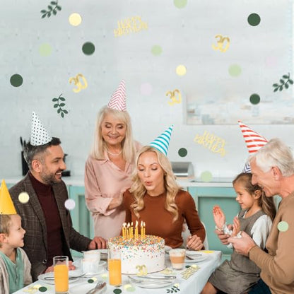 Sage Green 30th Happy Birthday Confetti, Table Decorations Green Gold Foil Scatter Cake Confetti for 30th Birthday Her Him Party Decor 230 Pcs - style: 30