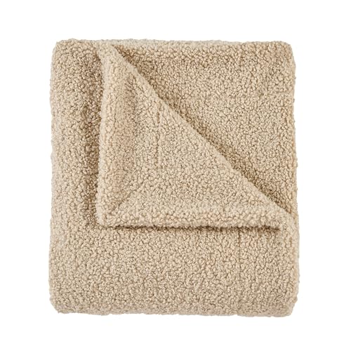 HiEnd Accents Teddy Cream 50x60 inch Boucle Throw Blanket - color: Cream, size: 50" x 60"