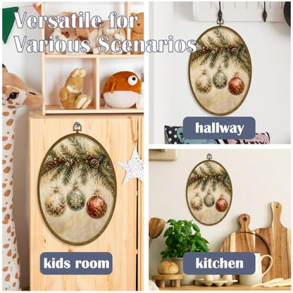 JMENGSSFL Hanging Christmas Ornaments Pine Branch Oval Wall Art 8.6x11.4 - color: Christmas-15