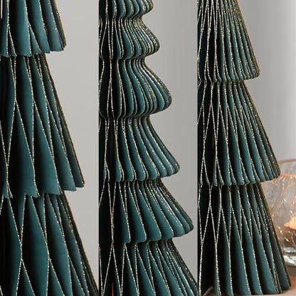 Set of 3 Honeycomb Paper Pine Forest Trees (Medium Set 3 Pine) - color: Medium Set 3 Pine