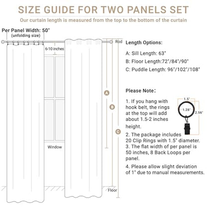 Linen Total Blackout Curtains for Bedroom 102 inch Long, Beige - color: Alba | Beige, size: 50"W x 102"L (Pack of 2)