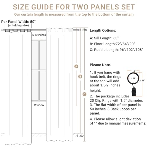 Linen Total Blackout Curtains for Bedroom 63 inch Long, Beige - color: Alba | Beige, size: 50"W x 63"L (Pack of 2)