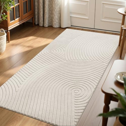 U'Artlines 3x6 Ft Hallway Runner Rug, Washable Neutral Beige Modern - size: 3' x 6' (Rectangular)