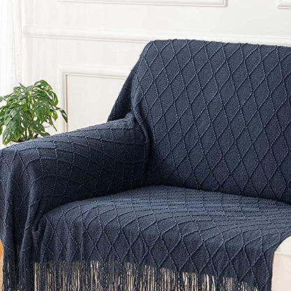 BATTILO HOME Navy Blue Throw Blanket for Couch, 52"x80" - color: Navy, size: 52 x 80 in.