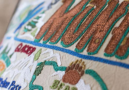 Catstudio Ski Montana Hand Embroidered Pillow, Decorative Throw Pillow - color: Ski Montana