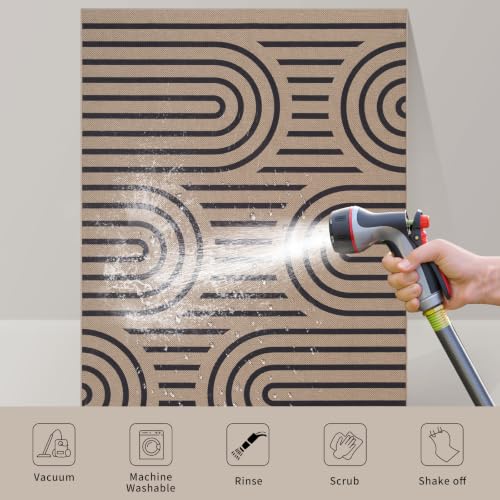 Tangsoo Easy Jute 2x6 Washable Kitchen Runner Rug,Non-Slip Floor Carpet - color: Brown Six Rainbow, size: 2x6ft