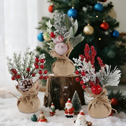 winemana 6 Pcs Mini Christmas Tree Table Decorations Holiday Centerpieces - size: Style 3