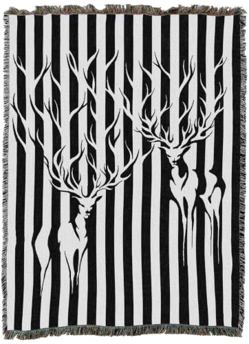 Pure Country Weavers Deers in Stripes Blanket by Episodic Drawing- Fantasy Gift Tapestry Throw Woven from Cotton - Made in The USA (60x80) - color: Deers in Stripes, size: 60x80