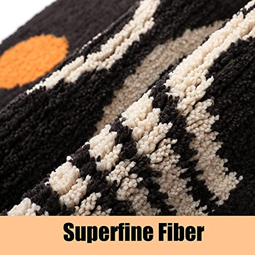 Boho Bathroom Rugs Non-Slip Abstract Bath Rugs Microfiber Cute Mat Black Washable for Tube/Washbasin/Toilet (Black-Music, 20"X32") - color: Black-music, size: 1'8" x 2'8" (Oblong)