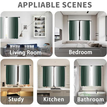 Green White Curtains, Ombre, 2 Panels, 42" W x 63" L, Rod Pocket - color: Dark Green, size: 42"W x 63"L (Pack of 2)