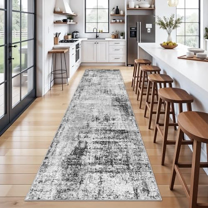 Long Carpet Runners for Hallway 3x12: Washable Abstract Runner Rug Black - color: Black, size: 3' x 12' (Runner)