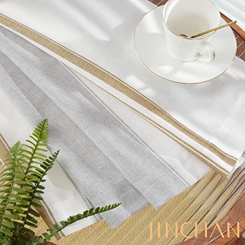 jinchan Linen Pencil Stripe Valances for Window 16 inch,Taupe Grey,1 Panel - color: Pencil Stripe | Taupe Grey, size: 50"W x 16"L (Pack of 1)