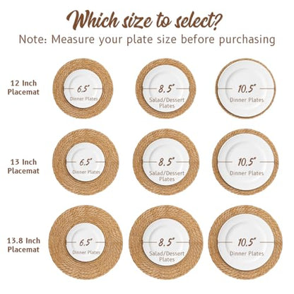 BAVIFY 13.8" Round Woven Placemats Set of 10, Table Mats for Dining Table - size: 13.8 Inch Set of 10
