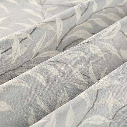 VOGOL Tier Curtains 24 Inch Length Grey Small Window Curtains for Bathroom Laundry Room Basement Rod Pocket Lovely Leaf Print Window Drapes, 30 x 24, 2 Panels - color: Grey, size: 30"W x 24"L (Pack of 2)