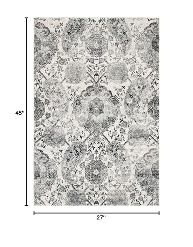 SAFAVIEH Madison Collection Accent Rug - 2'3" x 4', Cream & Silver, Boho Chic Glam Paisley Design, Non-Shedding & Easy Care, Ideal for High Traffic Areas in Entryway, Living Room, Bedroom (MAD600D) - color: Cream/Silver, size: 2'3" x 4' (Rectangular)