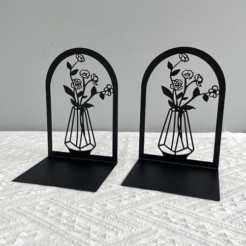 3Pairs Vase Flower Hollow Iron Bookends - color: 3pc Style B