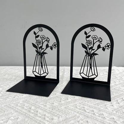 3Pairs Vase Flower Hollow Iron Bookends - color: 3pc Style B