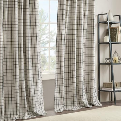 Madison Park Plaid Window Curtain Thermal Insulated, 1 Panel, 50x84 Black - color: Rod Pocket & Back Tab, Black, size: 50"W x 84"L (Pack of 1)