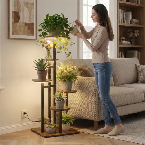 5 Tier Plant Stand Indoor with Grow Light for Multiple Plants