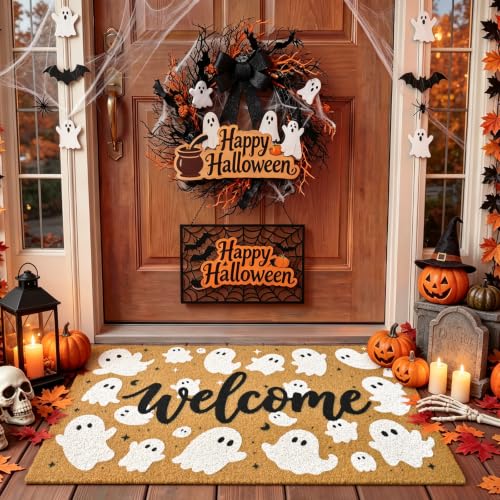 Halloween Welcome Mat Spooky Non-Slip Front Door Mat, 17x29 in - color: 1- Spooky