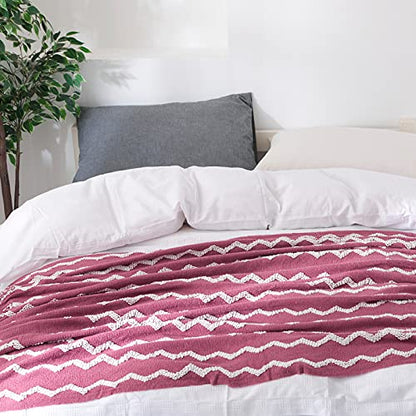 BOURINA Knitted Throw Blanket Chenille Outdoor Blanket,Rose Wine 50x60Inch - color: A-rose Wind, size: 50"×60"