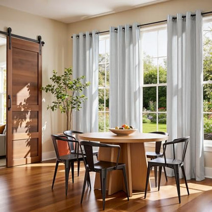 Vangao Linen Striped Curtains for Living Room Bedroom Farmhouse - color: Boxter Striped| Blue on Beige, size: 50"W x 63"L (Pack of 2)