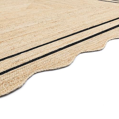 RUGSWEAVE Wave Scalloped Jute Runner Handwoven Hallway Runner Black 2'x6' - color: Black, size: 2'x6'