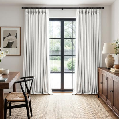 MIULEE Pinch Pleated Blackout Linen Curtains Beige White 2 Panels W50xL102 - color: Beige White, size: 50"W x 102"L (Pack of 2)