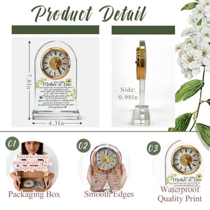 WKYAER Acrylic Clock for Mom-in-Law, Bonus Mom Appreciation Gift, Heartfelt Timepiece, Meaningful Gift for Mother-in-Law, Birthday or Mother’s Day Present, 4.3 x 7.8 Inch - color: Gift 11