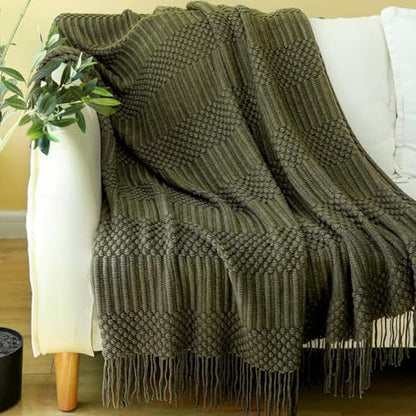 Blagic Soft Knitted Throw Blanket for Couch and Bed,Dark Green,50"x60" - color: E-dark Green, size: 50 × 60 in