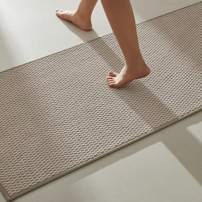 TYUU Bathroom Runner Rugs, Long Bath Mat Runner Washable Thin Quick Dry Low Pile Bathroom Runner Rugs Non Slip, Beige 16"x60" - color: Beige01, size: 1'4" X 5' (Runner)
