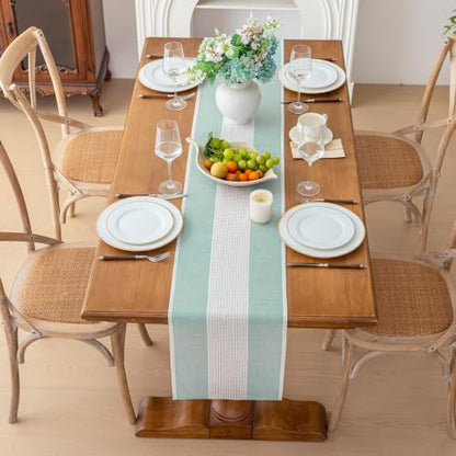 Line Macrame Table Runner, Aqua Blue Table Runners 48 Inches Long - color: Aqua Blue, size: 13"x48