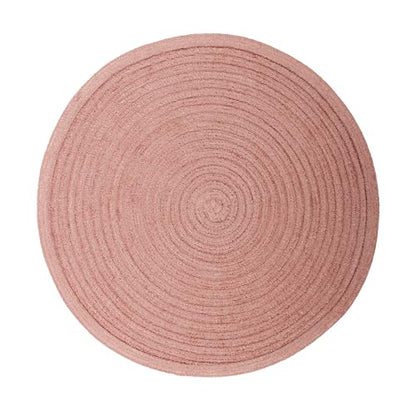 Eden Woven Braided Velvet Table Placemats 15 Inches Round Set of 6 Non-Slip Dining & Kitchen Table Mats Dusty Rose - color: Dusty Rose