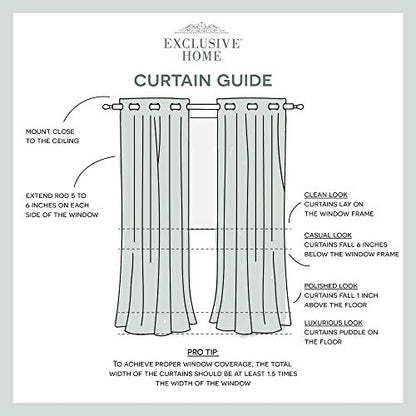 EXCLUSIVE HOME Belmont Embroidered Room Darkening Blackout Grommet Top Curtain Panel Pair, 52"x96", Winter - color: Winter, size: 52"W x 96"L (Pack of 2)
