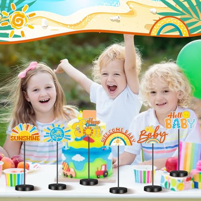 DoubleFill 6 Pcs Here Comes the Son Baby Shower Table Decoration - style: Here Comes the Son