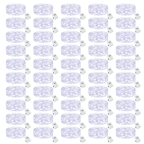 btfarm 50 Pack Fairy Lights Battery Operated Twinkle Lights with 3 Modes - color: Cool White, size: 50 Pack