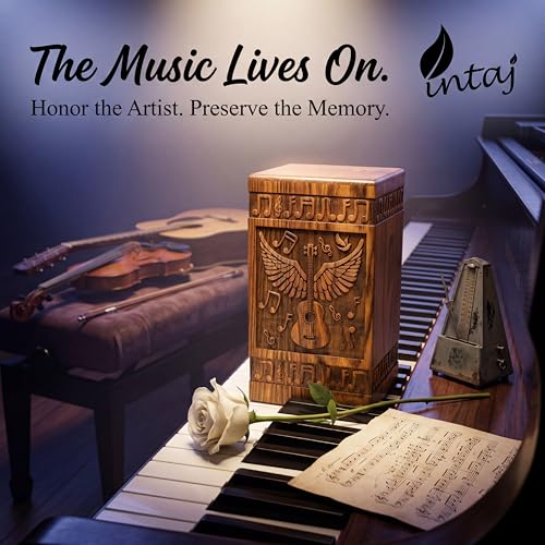 Guitar Wings Wooden Keepsake Urn for Human Ashes, 20 Cu in, Rosewood - color: Rosewood, size: Keepsake (20 Cu In, Share of Ashes)