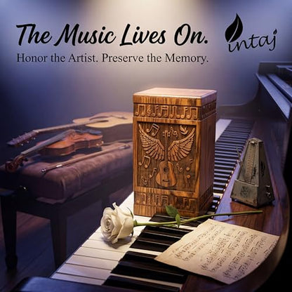 Guitar Wings Wooden Keepsake Urn for Human Ashes, 20 Cu in, Rosewood - color: Rosewood, size: Keepsake (20 Cu In, Share of Ashes)