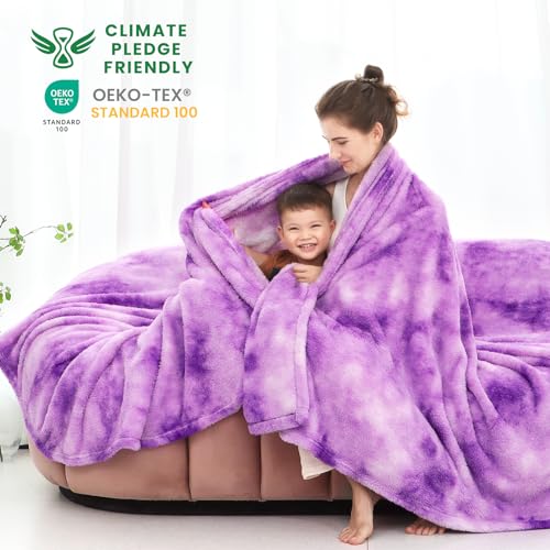 Purple Throw Blanket, Soft Plush Flannel Fleece Blanket for Couch Sofa Bed, Cozy Warm Decorative Blanket for Bed Home Decor, Luxury Soft Throw, Birthday Gifts for Women - color: Purple Tie Dye Blanket, size: Throw Size 50" x 70"(130 x 178 cm)