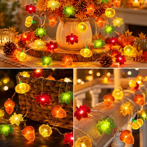 20LED/6.56Ft 3D Fall Lights Pumpkin Thanksgiving Fall Decorations for Home